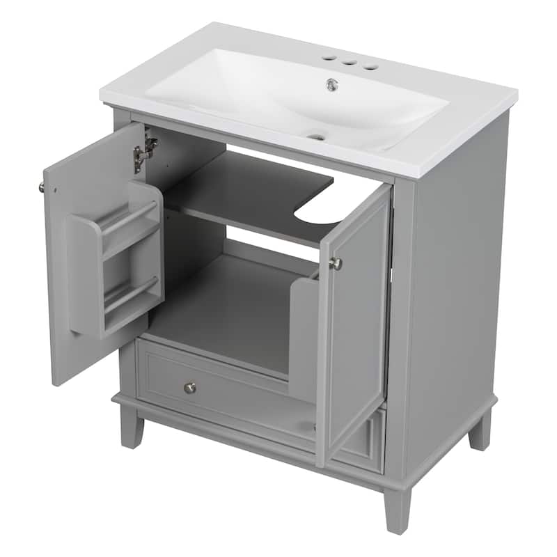 Roomfitters 30" Bathroom Vanity with Sink Combo, Multi-Functional Cabinet with Doors and Drawer, Solid Frame, MDF