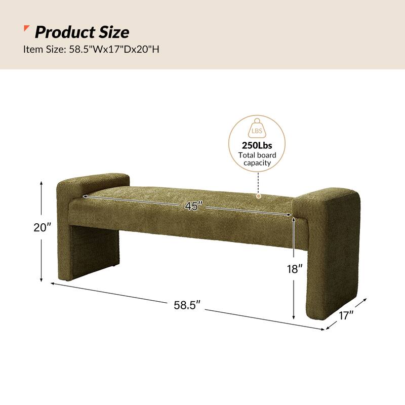 HULALA HOME Roland Modern 58.5''W Upholstered Bedroom Bench