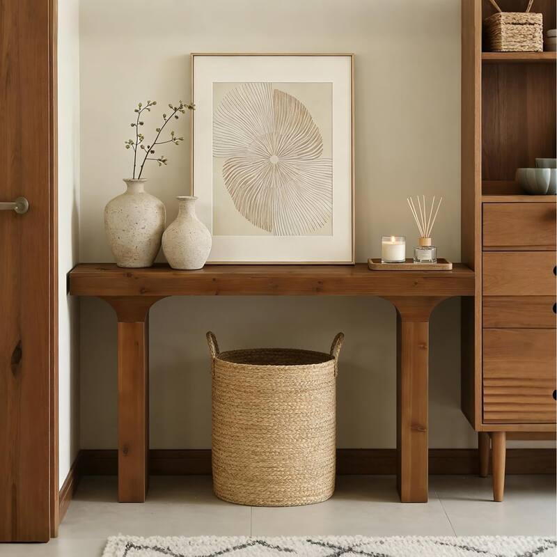 Solid Wood Console Table, 59" Farmhouse Entryway Sofa Table Behind The Couch - 59" L x 12" W x 32" H