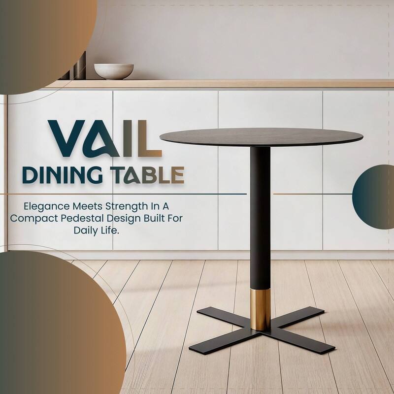 Vail Round Dining Table 27 in. Sintered Stone Tabletop in Black Stainless Steel Cross X-Shape Pedestal Base