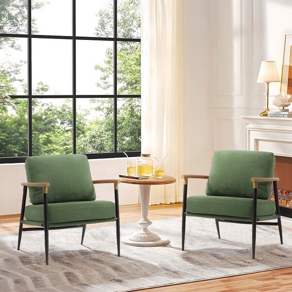 Modern Industrial Metal Frame Upholstered Accent Chair Armchair