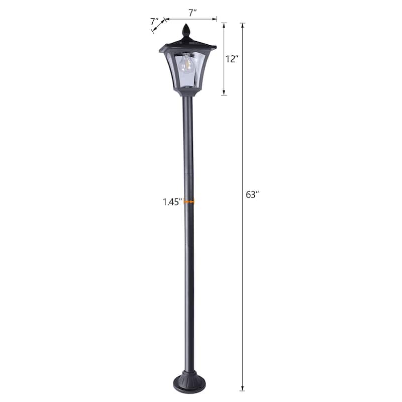 Solar Powered Lamp Post Lights Outdoor Garden Vintage Street Lighting - 63" Height