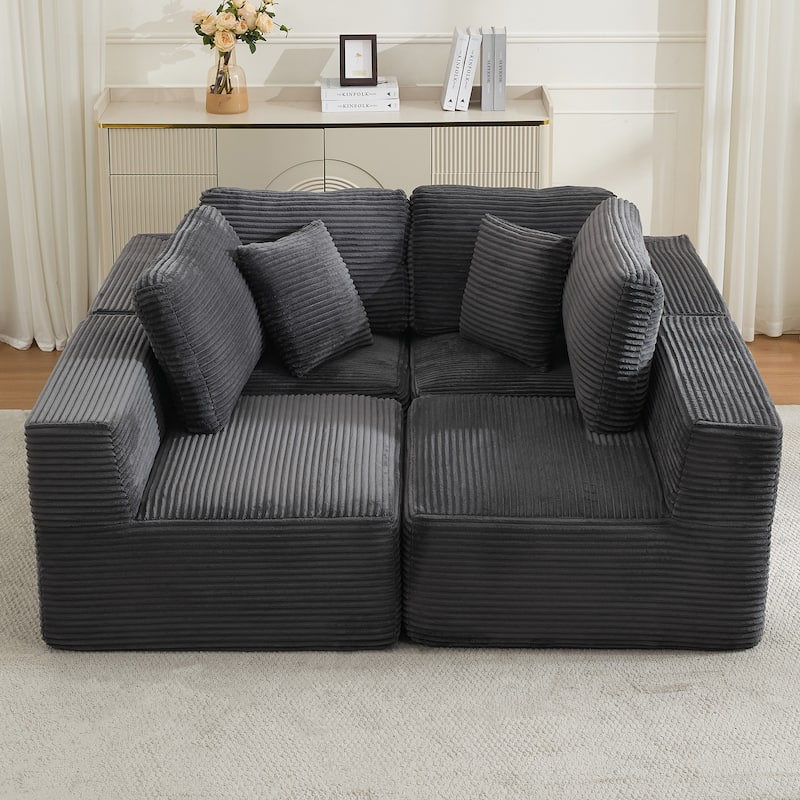 Modular Sectional Sofa Corduroy Customizable Living Room Sofa