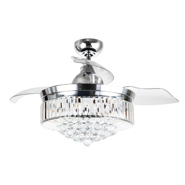Shop Modern Chrome 42-inch 3-Blade Ceiling Fan Crystal ...