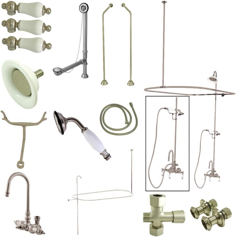 Vintage High Arc Gooseneck Clawfoot Tub Faucet Package - Brushed Nickel