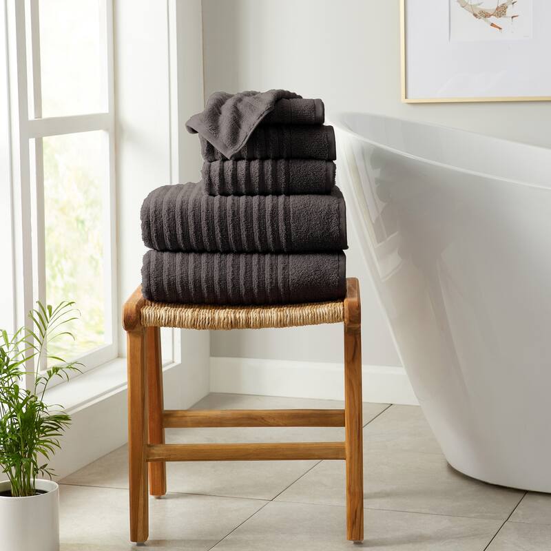 Linery & Co. Combed Cotton Bath Towel Set - 6 Piece Set - Midnight Grey