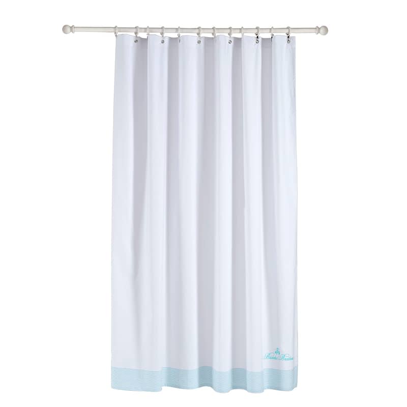 Brooks Brothers Rope Stripe Border Shower Curtain - Sea Glass