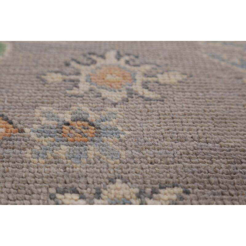 Hand Knotted Oriental 100% Wool Carpet Transitional All-Over Greys & Charcoal Oushak Area Rug - 13' 4'' X 9' 11''
