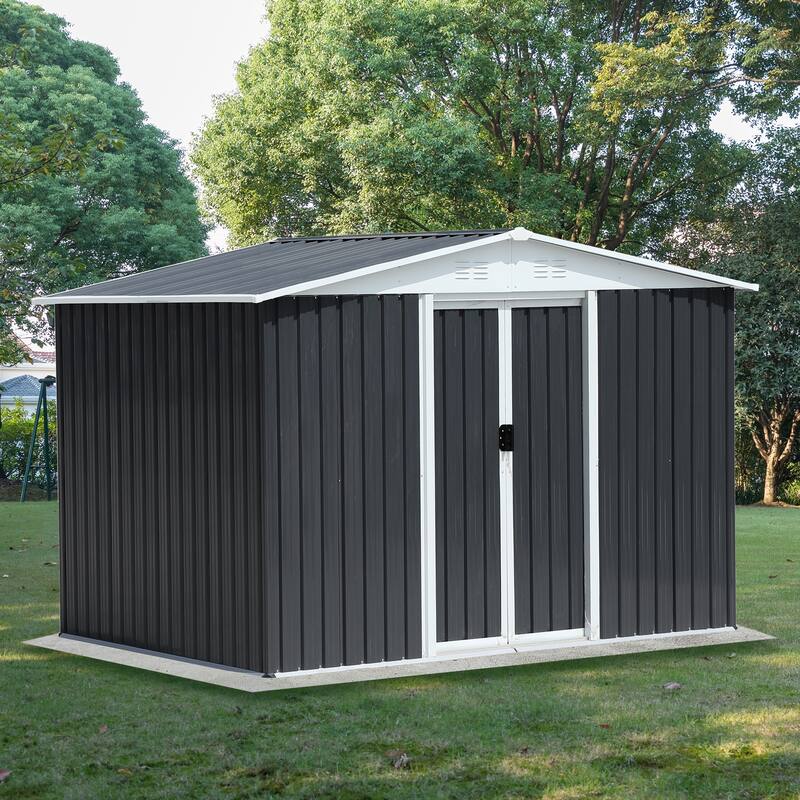 8x6 Feet Dark Grey Garden Shed With Sliding Door