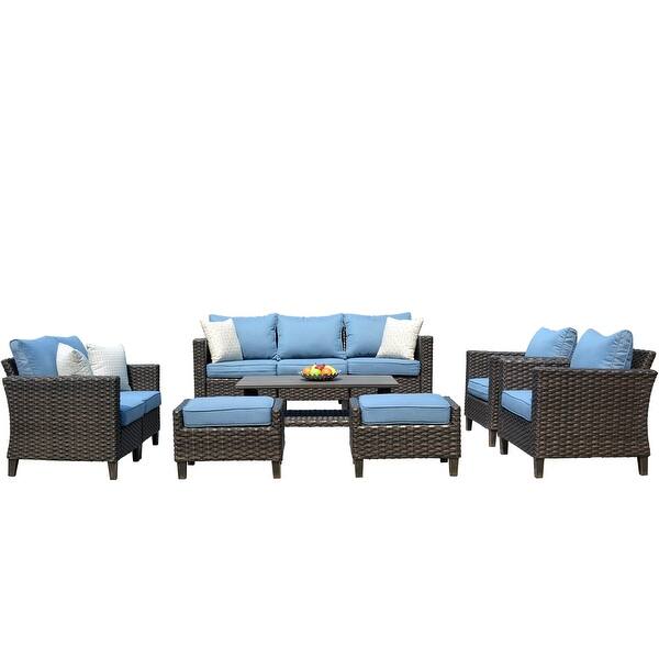 Shop Ovios Patio Furniture Outdoor High Back Wicker Patio Furniture Set Overstock 29072166