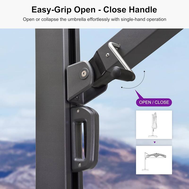 PURPLE LEAF Extra Large Premium Patio Cantilever Offset Umbrella With Base