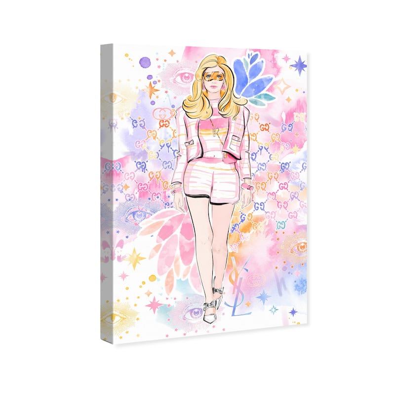 Wynwood Studio Canvas Fashion and Glam Pink Doll Walk Pink and Light Pink Modern & Contemporary Wall Art Canvas Print