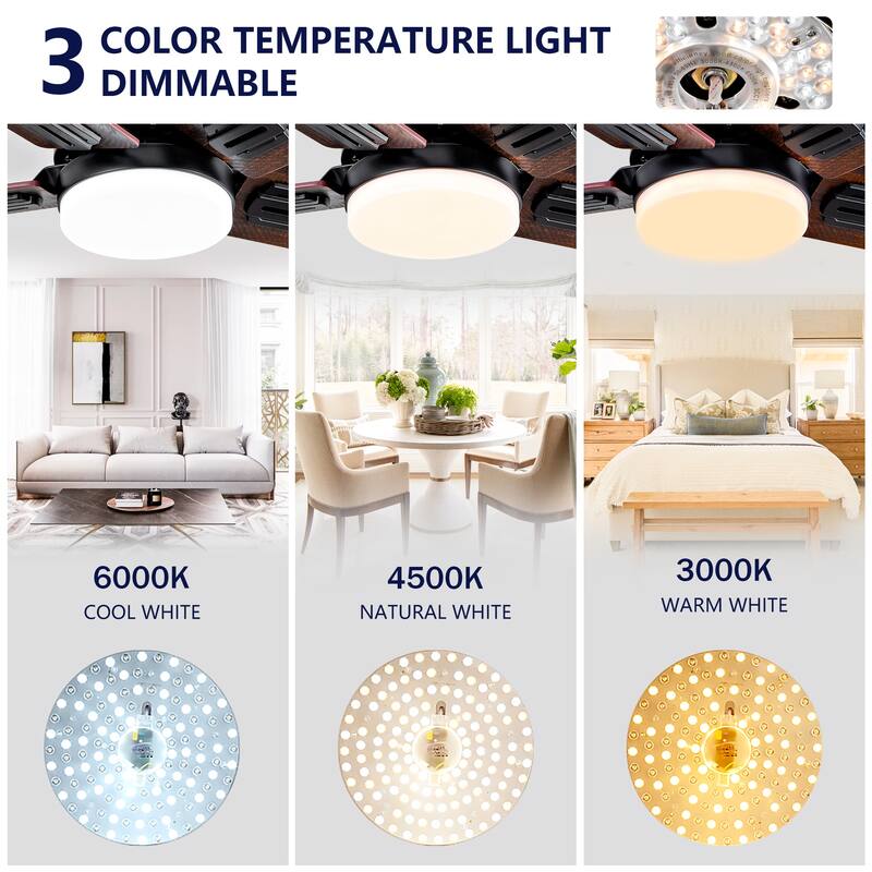 42" Low Profile Ceiling Fan with Light and Remote Control, Flush Mount, Reversible, 3CCT