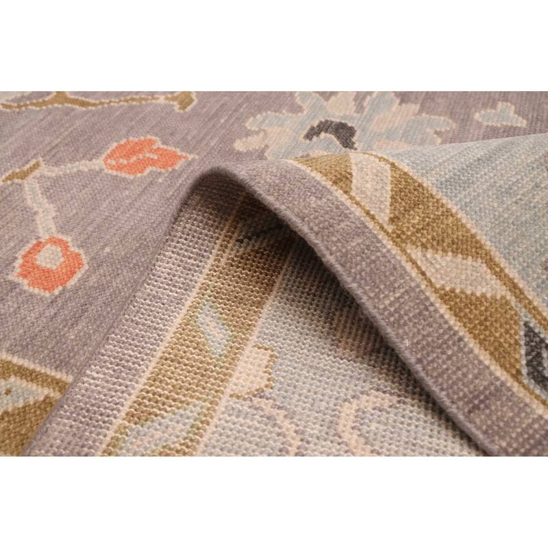 ECARPETGALLERY Hand-knotted Modern Oushak Dark Grey Wool Rug - 8'0 x 9'11