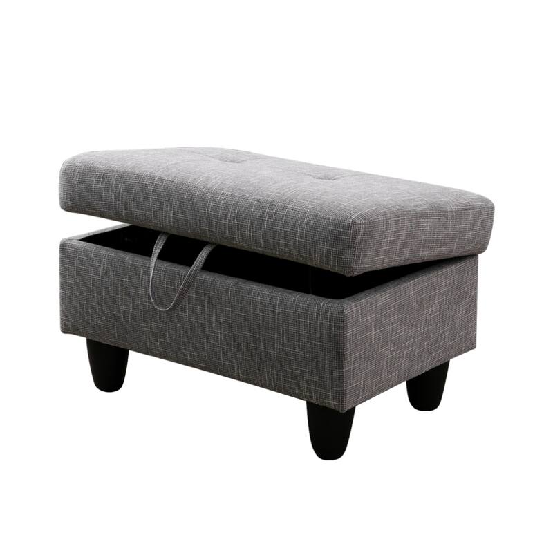 KISRAIS 28.5" Wide Upholstered Storage Ottoman