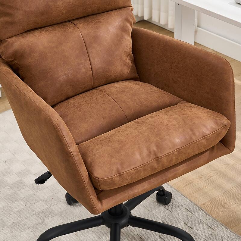 Modern Adjustable Height Office Chair - PU Leather Ergonomic Executive Chair for Home & Office