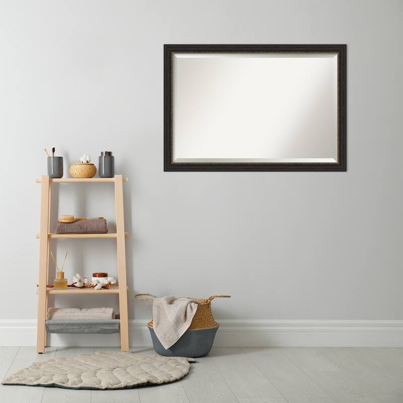 Beveled Bathroom Wall Mirror - Accent Bronze Narrow Frame