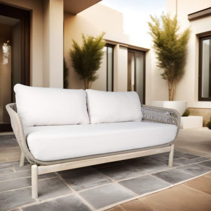 Outdooor Loveseat with Acacia Solid Wood Frame and Cushions