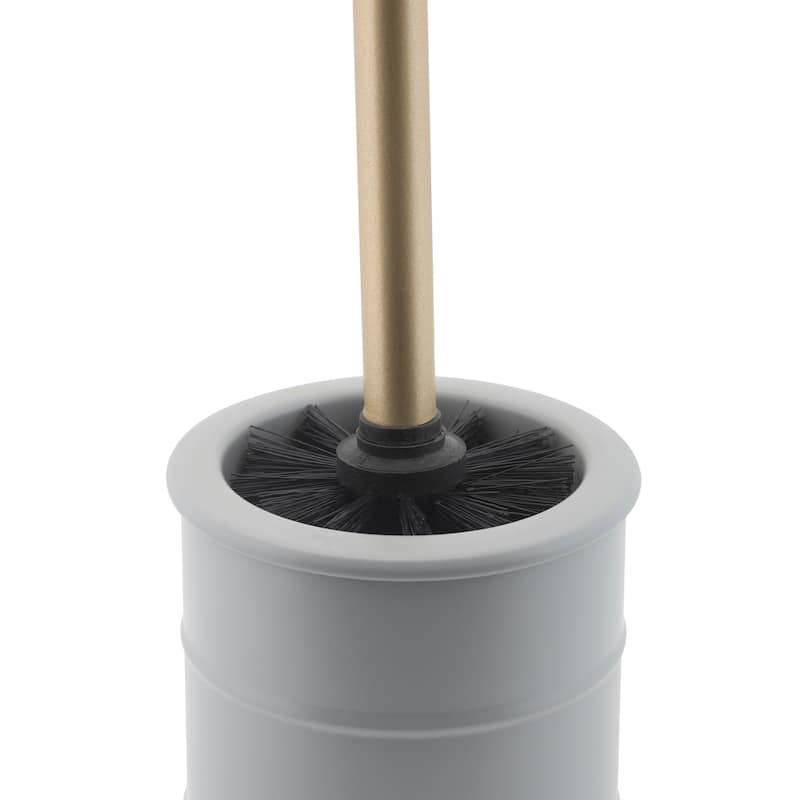 Elle Décor Modern Ridge Design Toilet Brush and Holder in Grey - 4"Rdx 15.75"