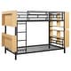preview thumbnail 7 of 12, Twin Over Twin Metal Bunk Bed Bed Frame with Unique Storage Headboard & Four-Grid Shelving, Convertible to Two Beds, Black