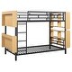 preview thumbnail 20 of 26, Twin Over Twin Metal Bunk Bed with Ladder & Storage Shelves, No Box Spring, White