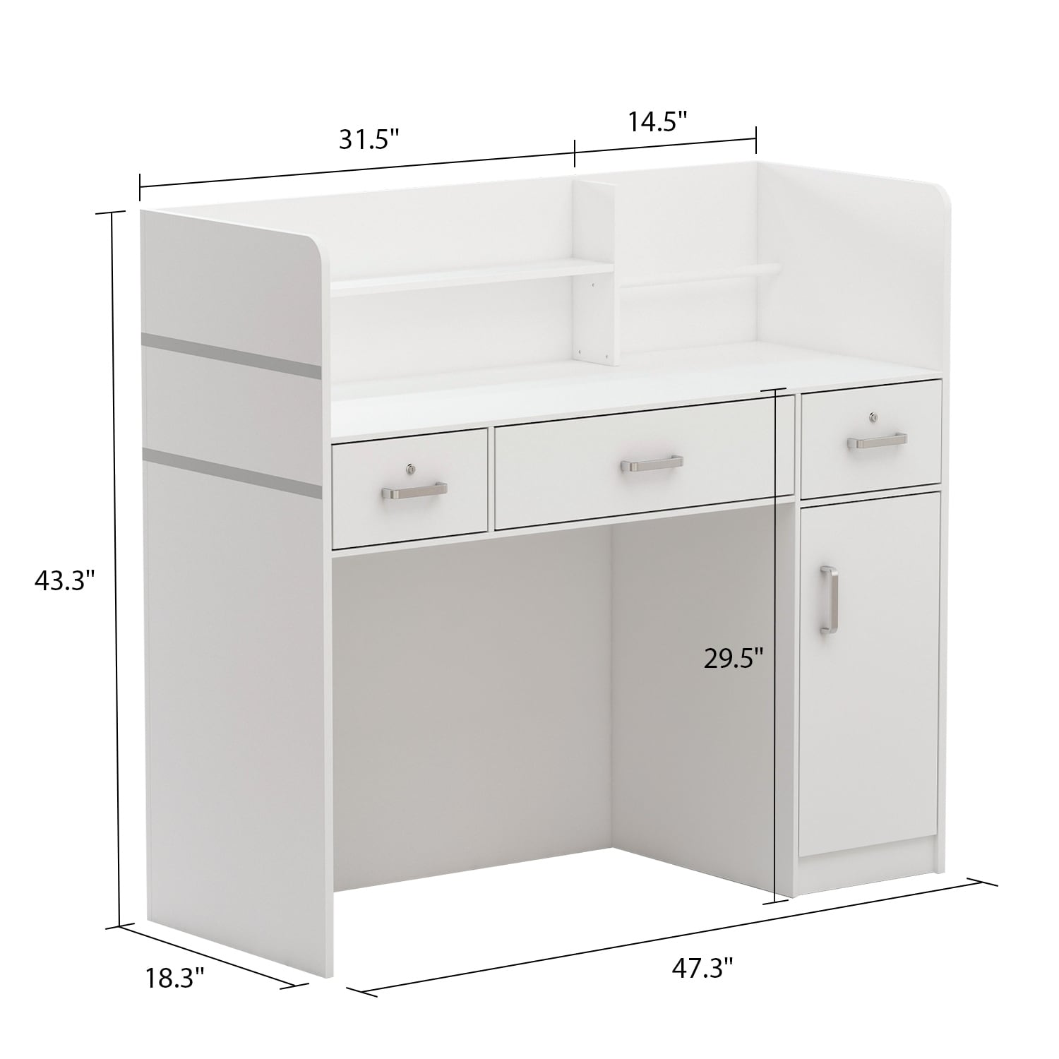 47.2"W 43.3"H Rectangular Wood Reception Desk Coumpter Desk - Picture 16 of 20