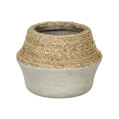 Last Chance Milk Jug Grass and Concrete Pot, Beige/ Light Grey