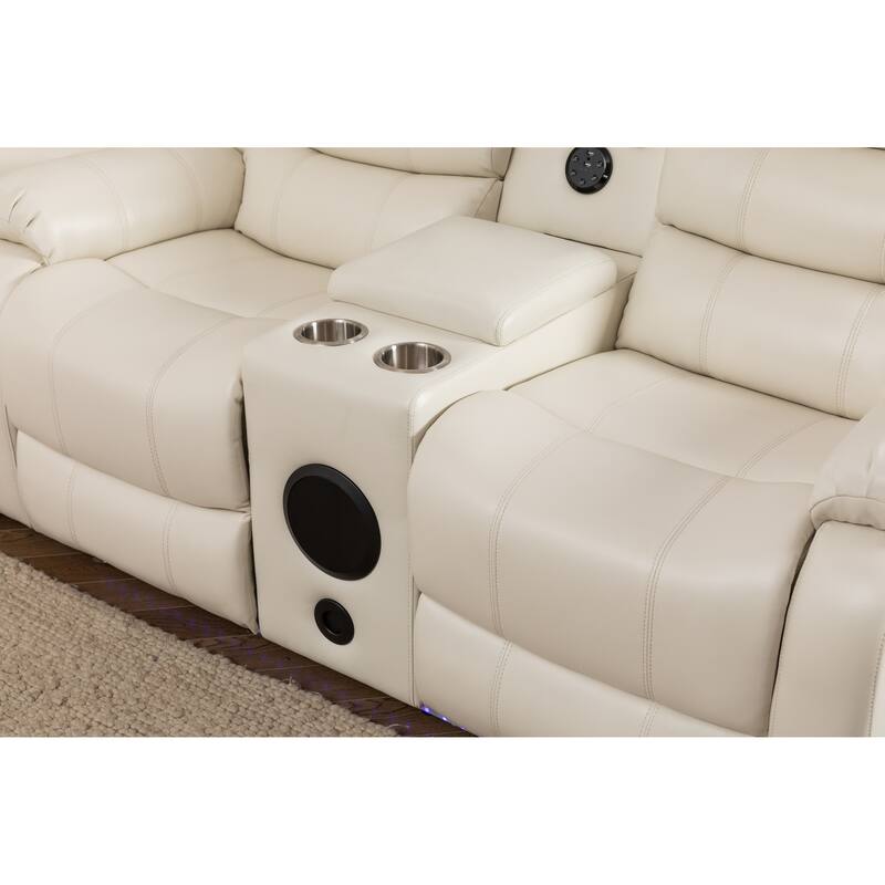 Donivi LED Faux Leather Reclining Sectional With Speakers