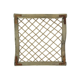 Distressed Wood And Rope Sculpture Wall Art Rustic Faux Window Decor ...