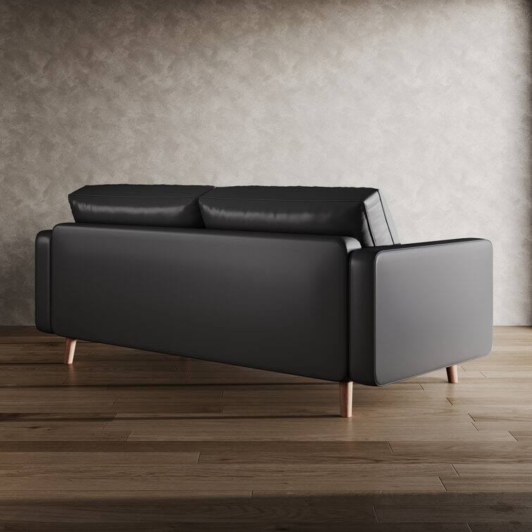Stateside Upholstered Leather Square Arm Sofa Couch 70''