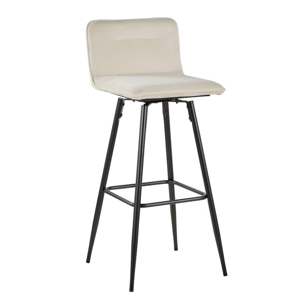 Porch & Den Kerby 30" Fixed-Height Swivel Bar Stool with Metal Legs & Square Footrest (Set of 2)