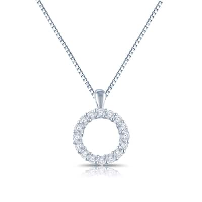 Auriya 3/8cttw Accent Diamond Circle Fashion Necklace Sterling Silver (H-I, I1-I2)