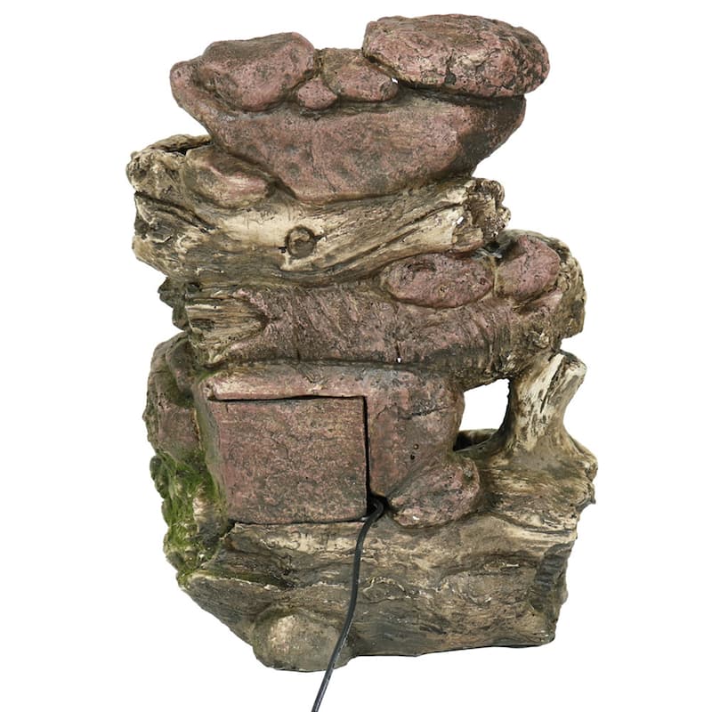 Sunnydaze 5 Step Rock Falls Tabletop Indoor Fountain with LED Lights - 14-Inch - 14-In