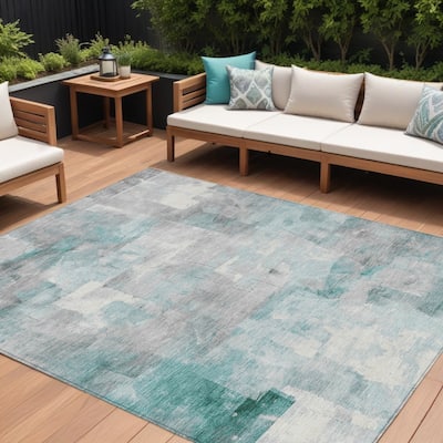 HomeRoots Abstract Transitional Rectangle Outdoor Rug
