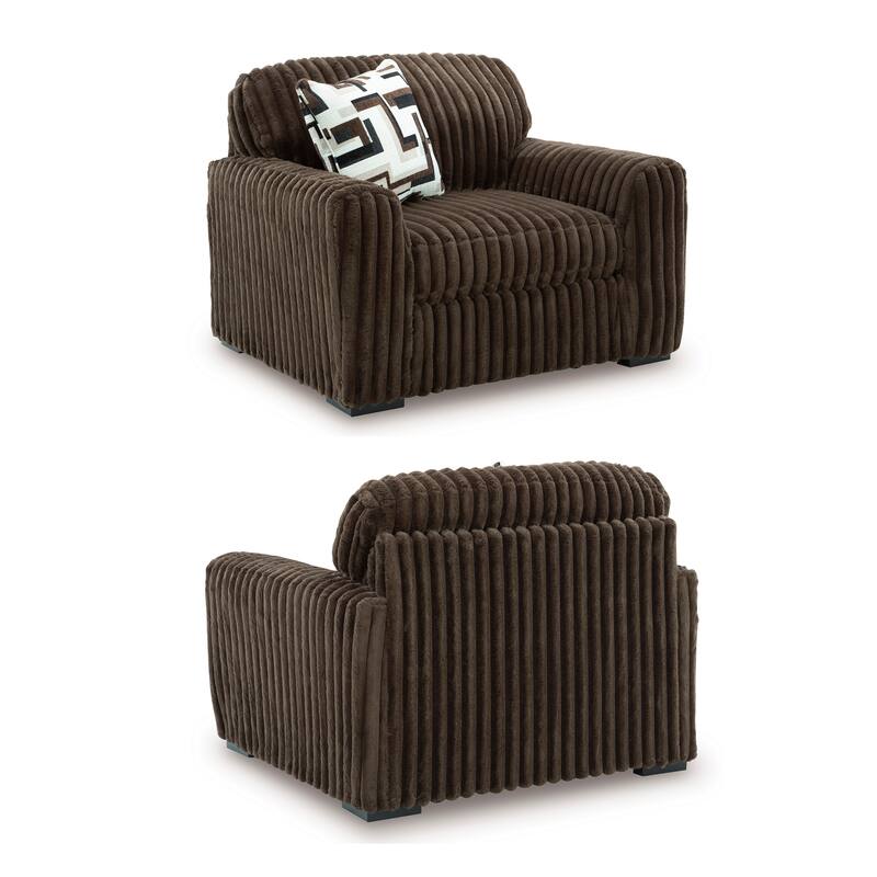 Roundhill Furniture Solenne 4-Piece Living Room Set, Oversized Sofa, Loveseat, Chair and a Half, and Ottoman