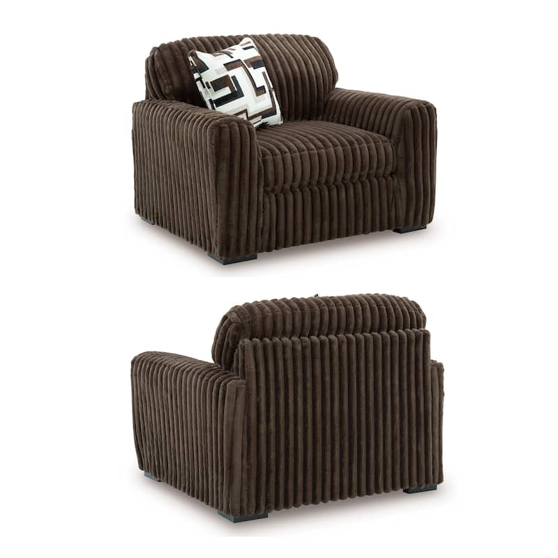 Roundhill Furniture Solenne Chair and Ottoman Set, Oversized Chair and Ottoman with Jumbo Corduroy Upholstery