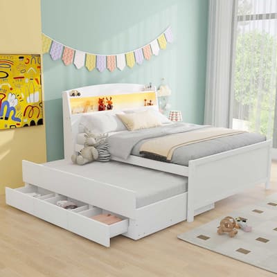 Platform Bed with Storage LED Headboard
