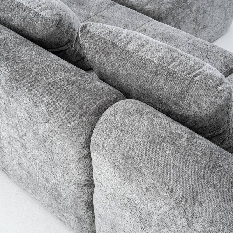 Chenille L Shaped Couch Boneless Couches for living room Tufted Sectional with Ottoman Modern Cloud Sofa