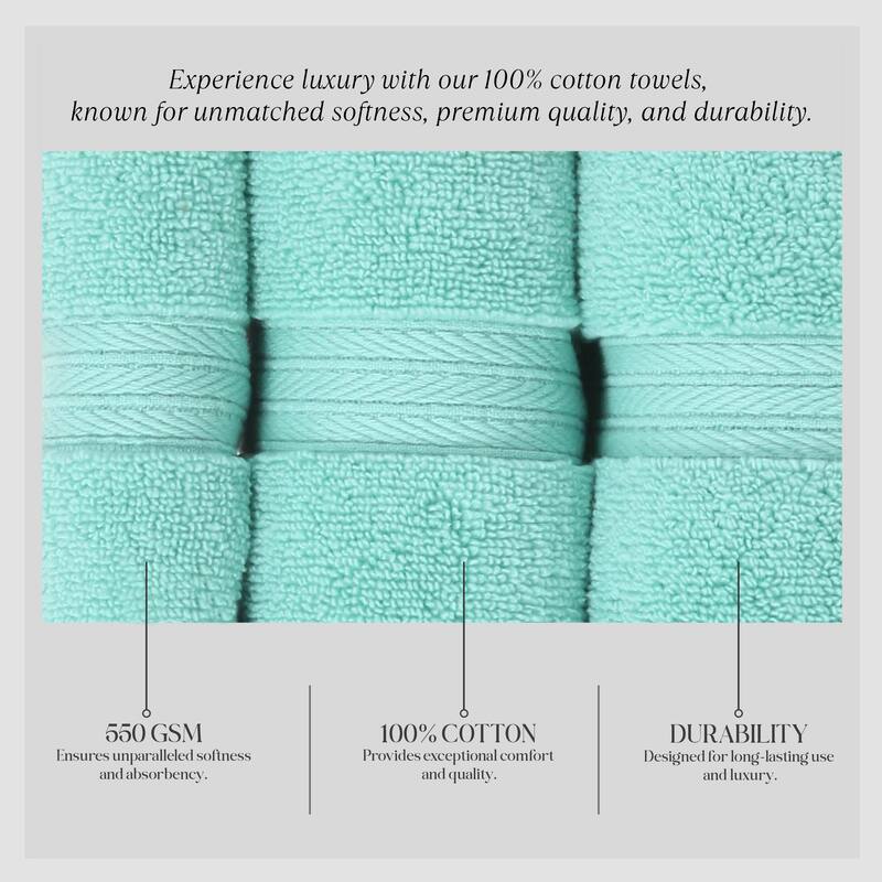Home Weavers Elegance Essentials 550GSM Cotton Zero Twist Super Absorbent Hand Towel Set of 4