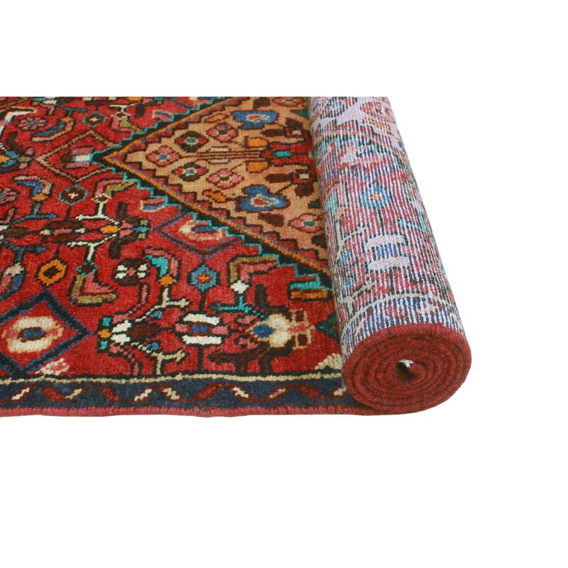 Fine Vintage Distressed Enomwoyi Red/Navy Runner - 2'9" x 9'3"