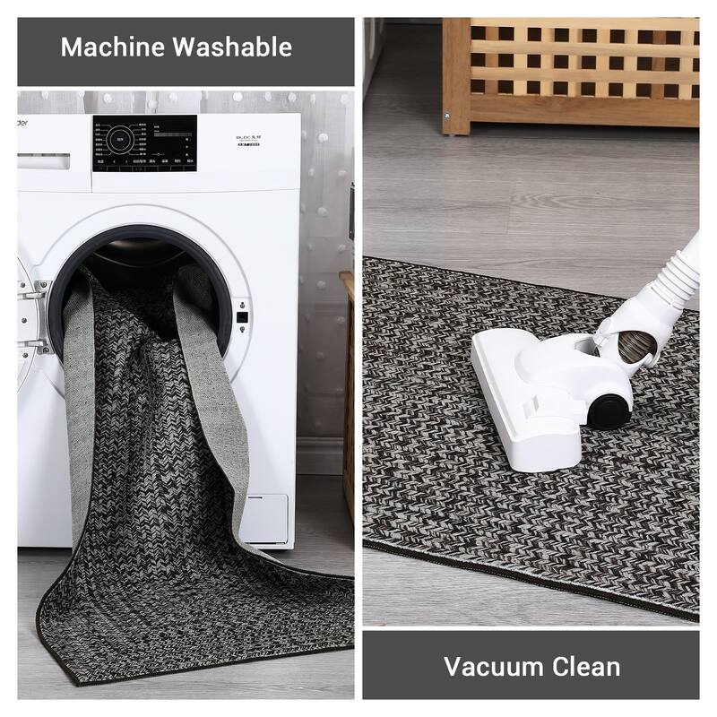 Modern Braided Print Rug Washable Area Rugs for Living Room Bedroom
