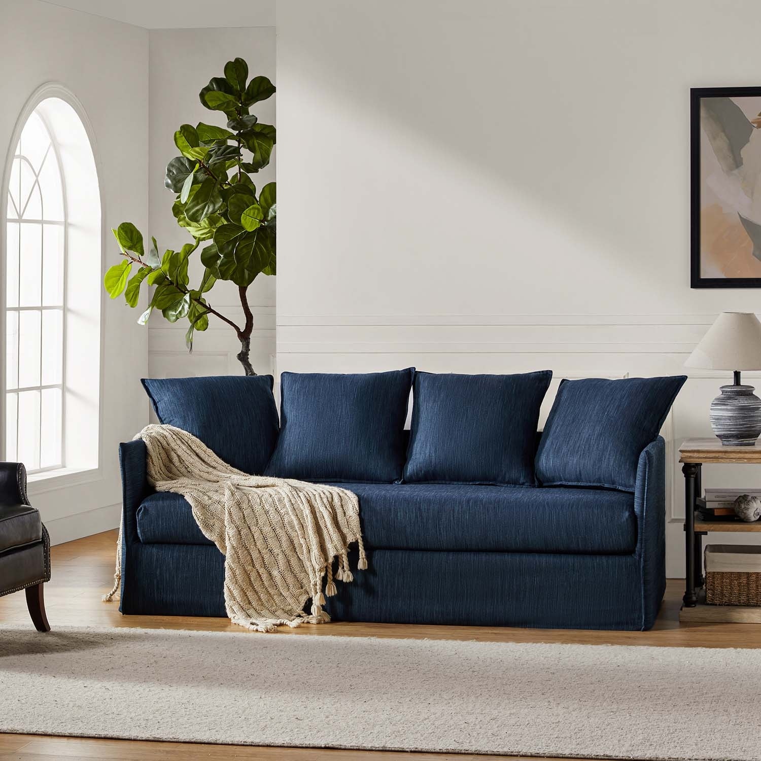 HULALA HOME Gottfried 80" Slipcovered Sofa with Removable Cushions