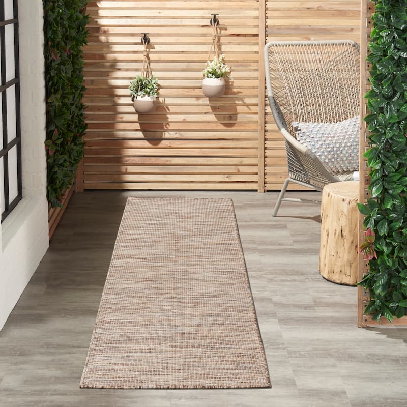 Nourison Positano Casual Modern Indoor/Outdoor Rug - 2'2" x 10' Runner - Beige