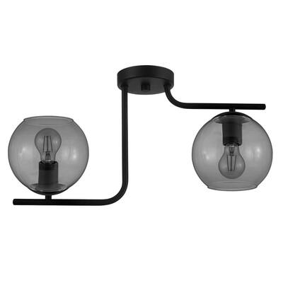 Eglo Marojales 2-light Matte Black Ceiling Light with Smoked Glass