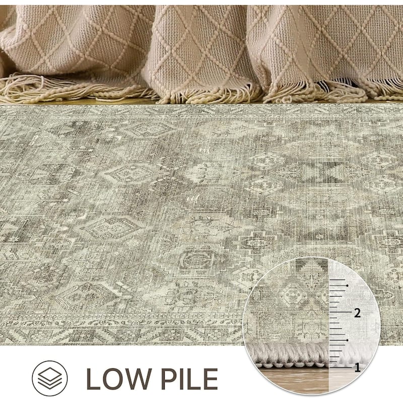 Mcow EverEase Collection Low Pile Machine Washable Non-Slip Area Rug