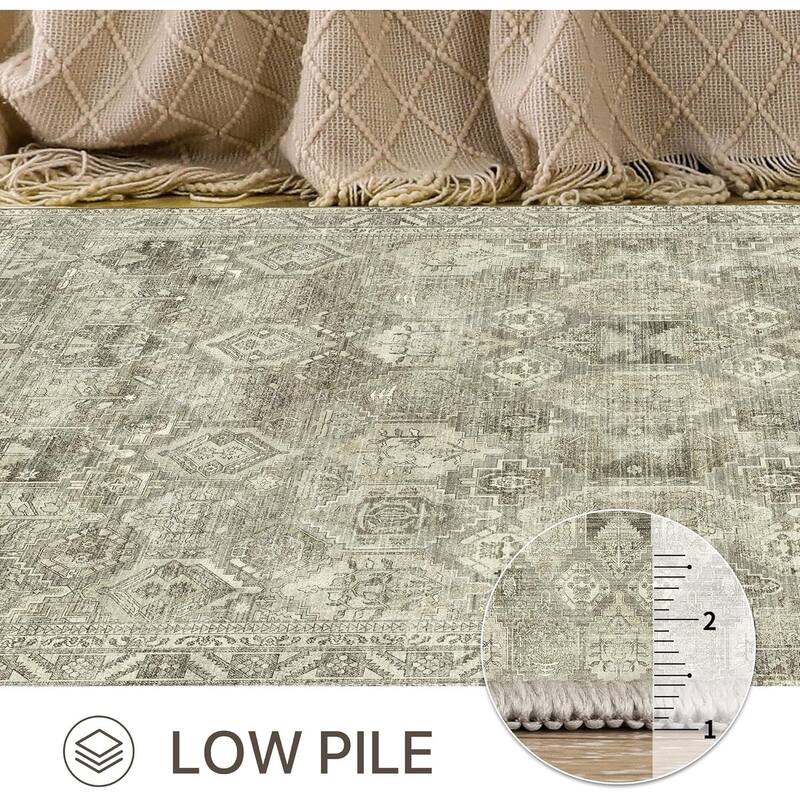 Mcow EverEase Collection Low Pile Machine Washable Non-Slip Area Rug