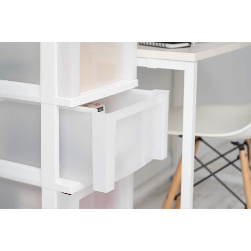 4-Drawer Cart with Organizer Top White/Pearl