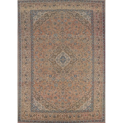 Traditional Kashan Persian Vintage Area Rug Hand-Knotted Wool Carpet - 8'1" x 11'5"