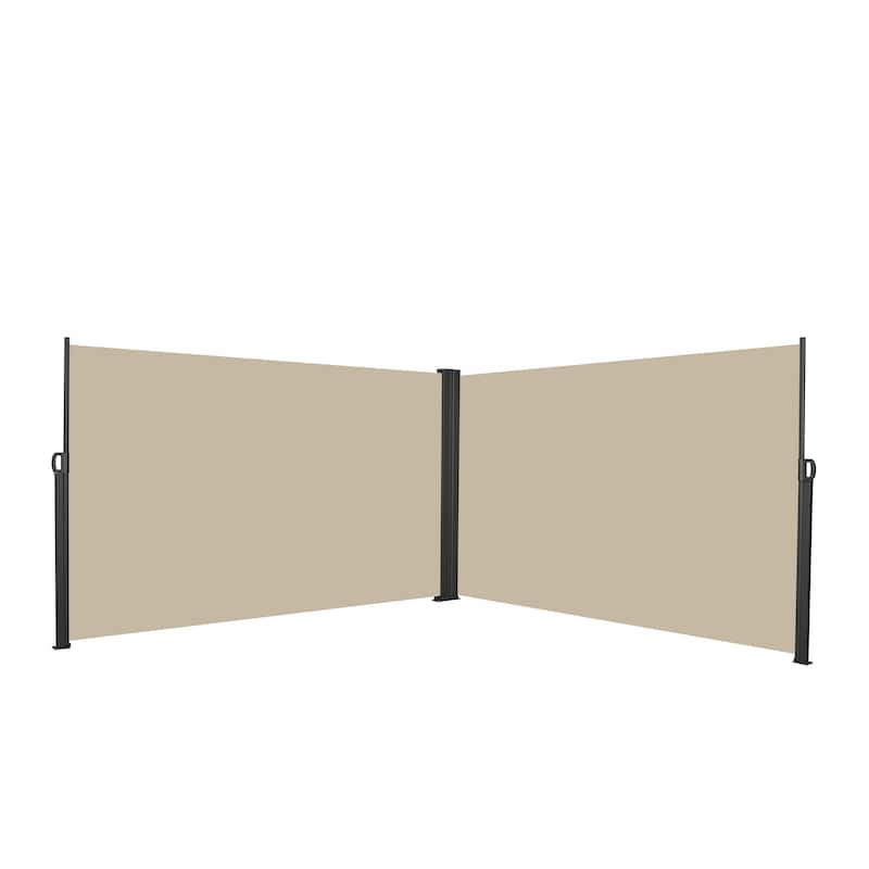 276" x 71''Retractable Side Awning, Waterproof & UV-Resistant, Privacy Screen Divider Roll Up Balcony(Beige) - Beige