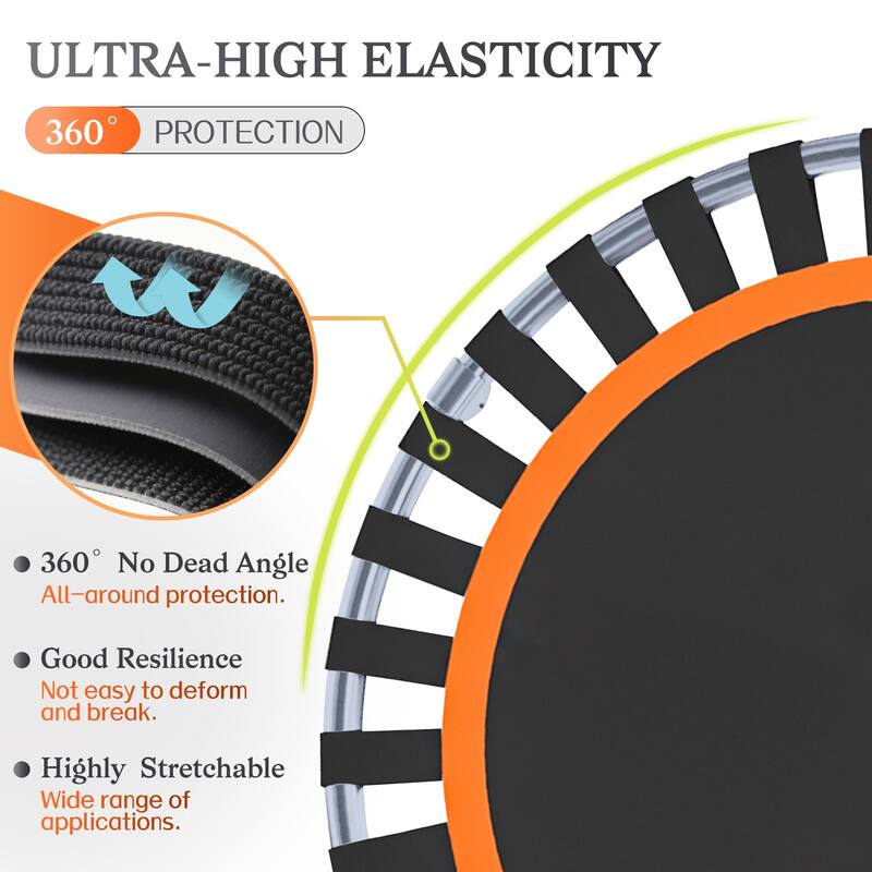 40"/48" Foldable Mini Trampoline Rebounder with Adjustable Foam Handle for Indoor/Outdoor Fitness